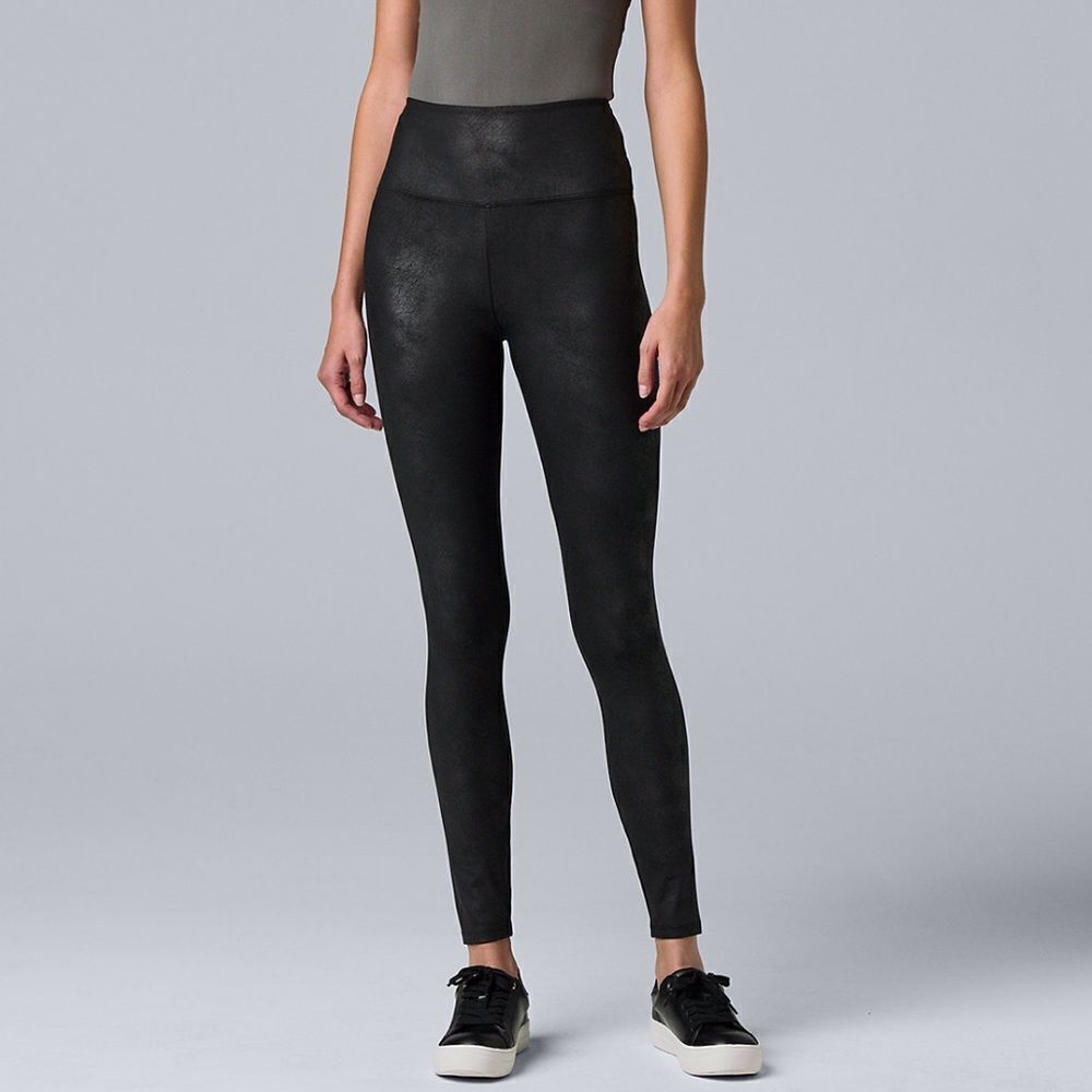 NWT, Women's Simply Vera Vera Wang High Rise Faux Leather Shaping Leggings